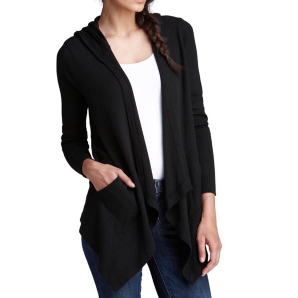 splendid draped waffle knit thermal hoodie